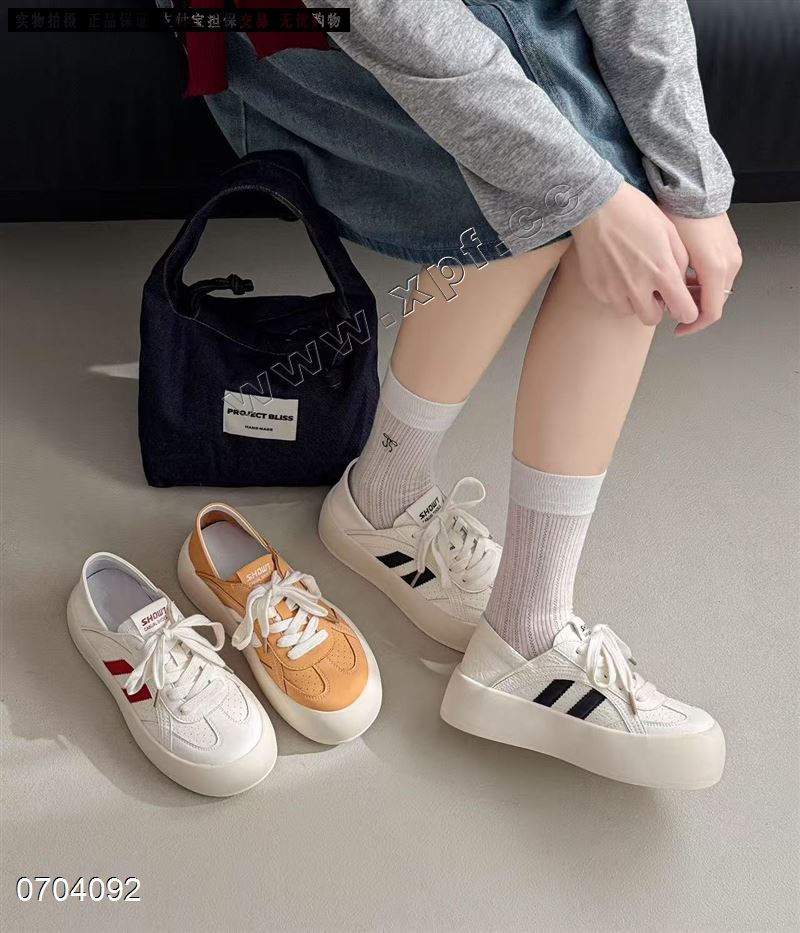 新款厚底圆头系带休闲鞋5616