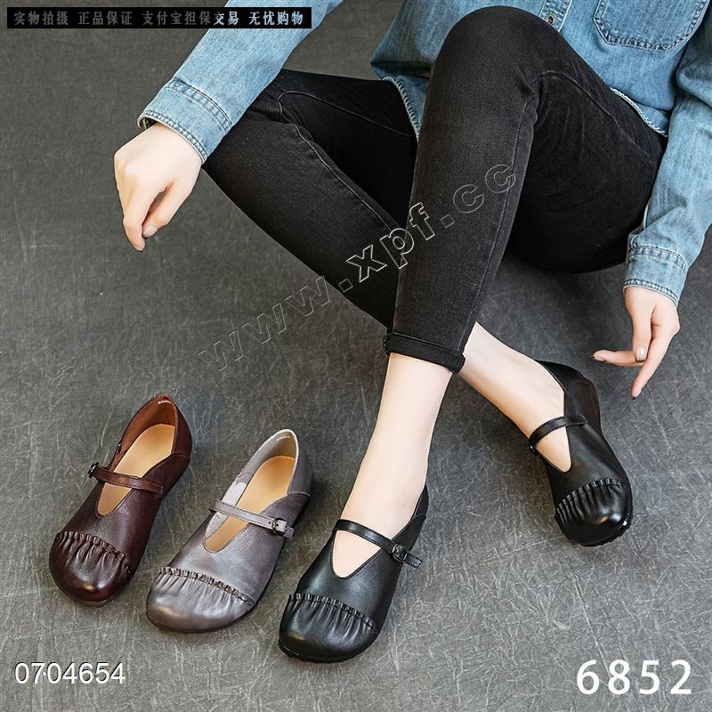 新款头层牛皮软底软面单鞋6852