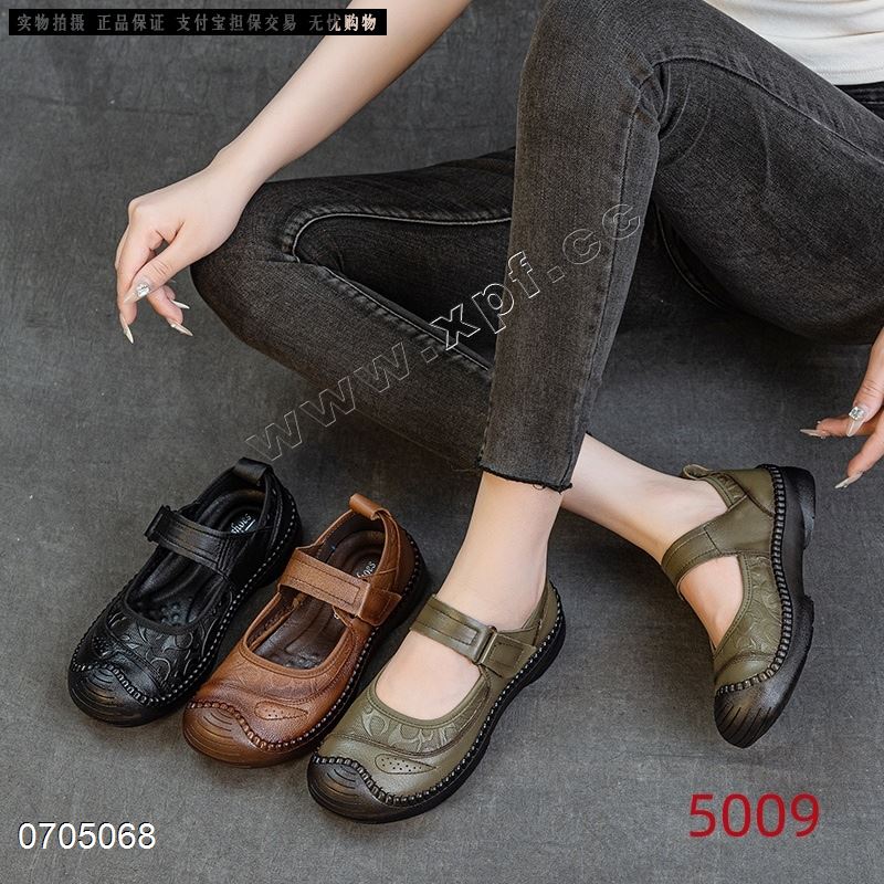 新款头层牛皮软底软面单鞋5009