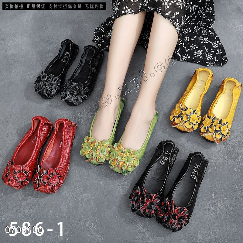 新款头层牛皮软底软面单鞋586-1