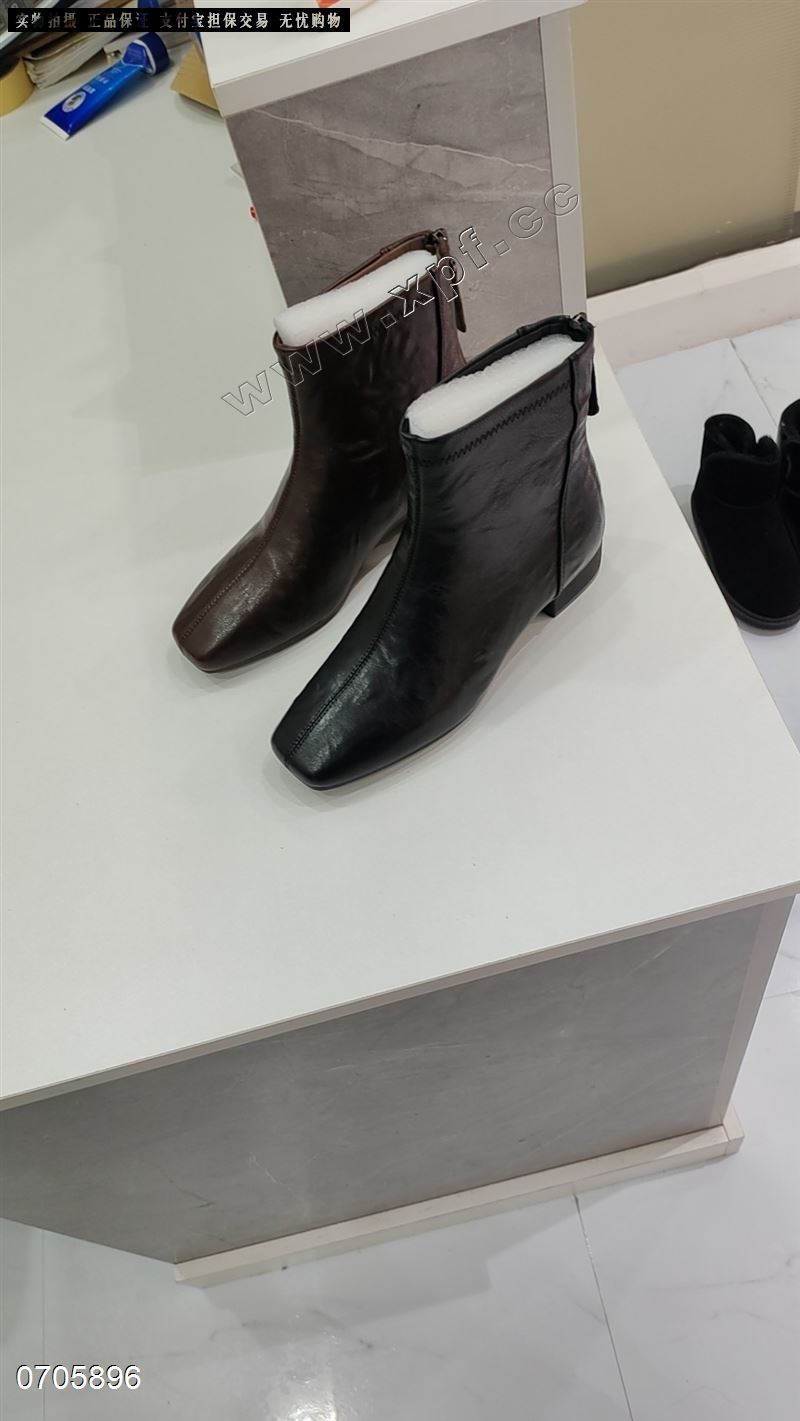 头层牛皮加棉短靴