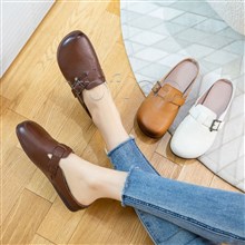 【单双可补货】春夏款牛皮牛筋底半拖鞋SA6008