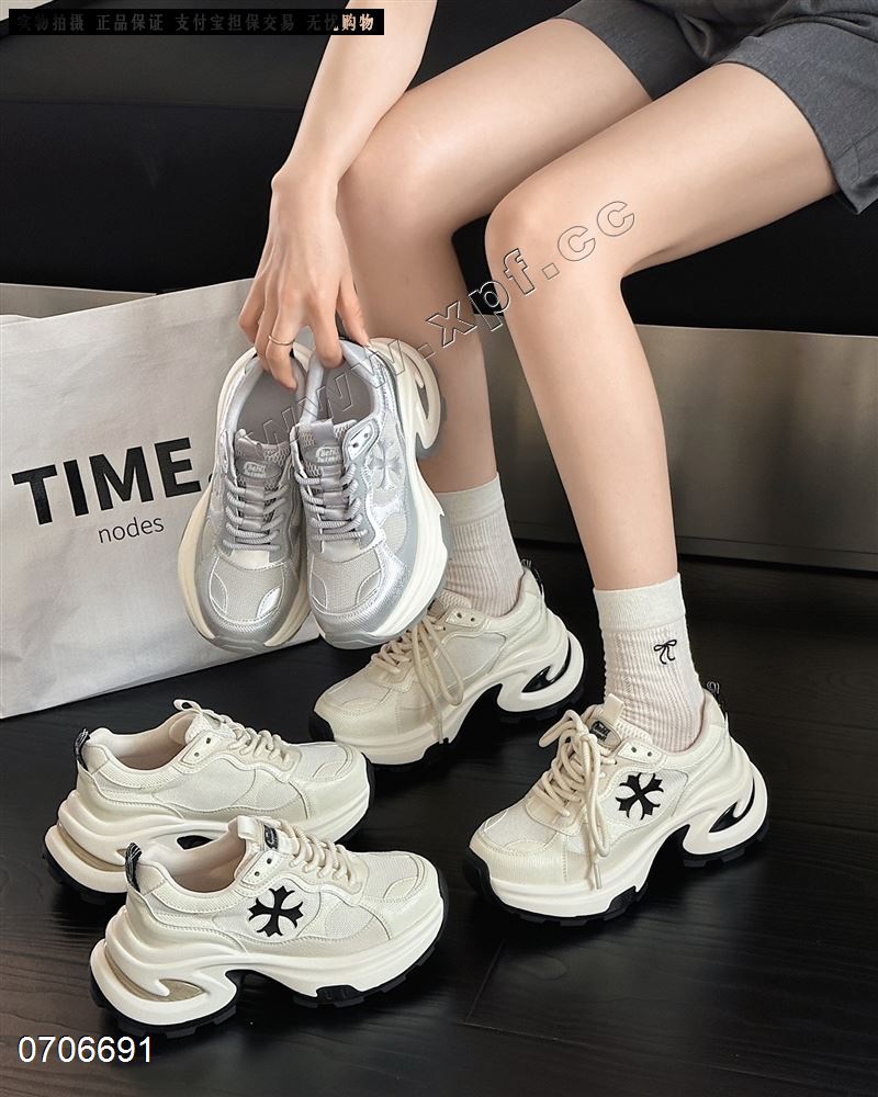 新款5cm十字花老爹鞋厚底休闲鞋88128