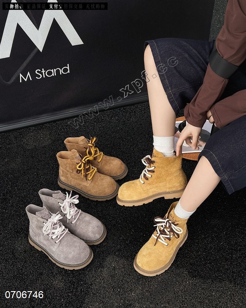 新款卡皮巴拉磨砂牛皮马丁靴57319  内增高2公分