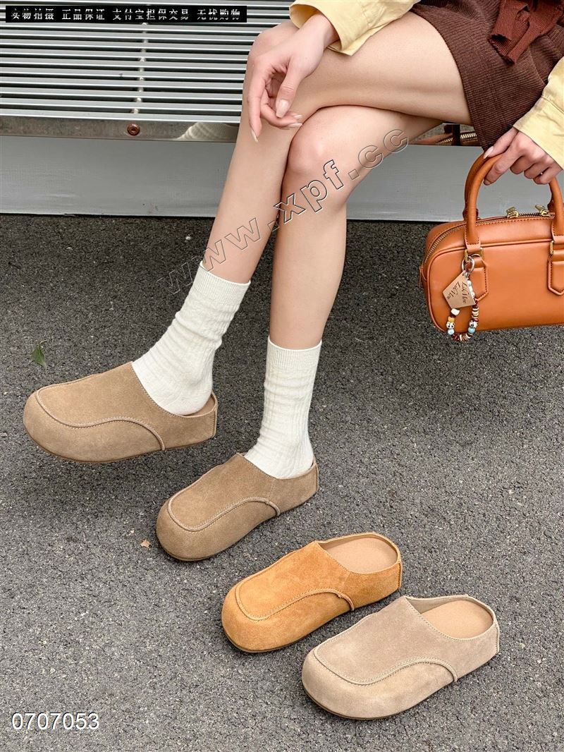 新款复古懒人包头半拖鞋勃肯鞋