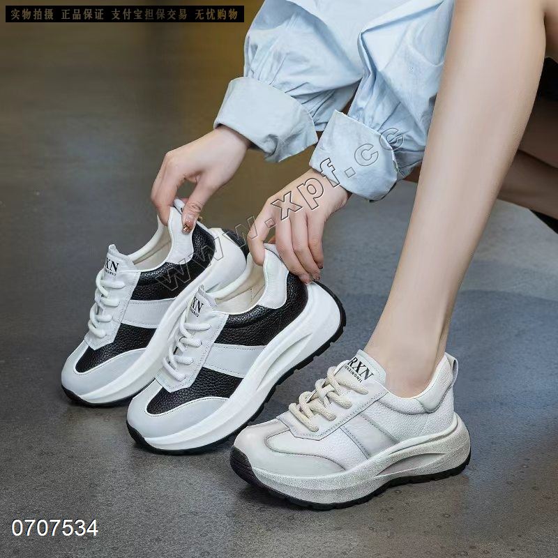 新款头层牛皮厚底休闲鞋9531