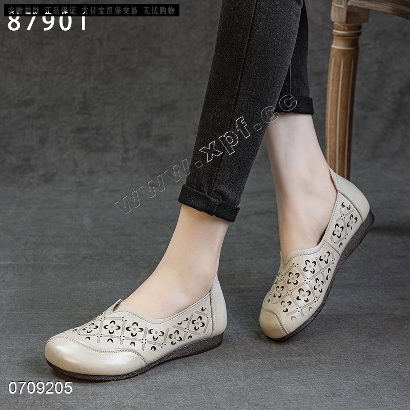 新款头层牛皮镂空单鞋87901