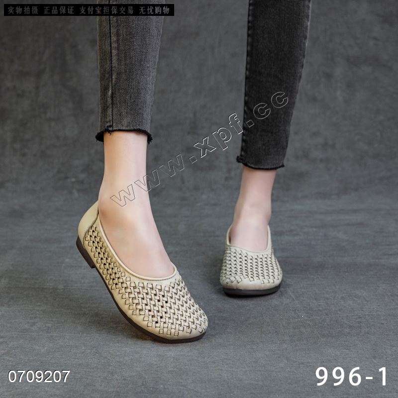 新款头层牛皮镂空浅口单鞋SA996-1