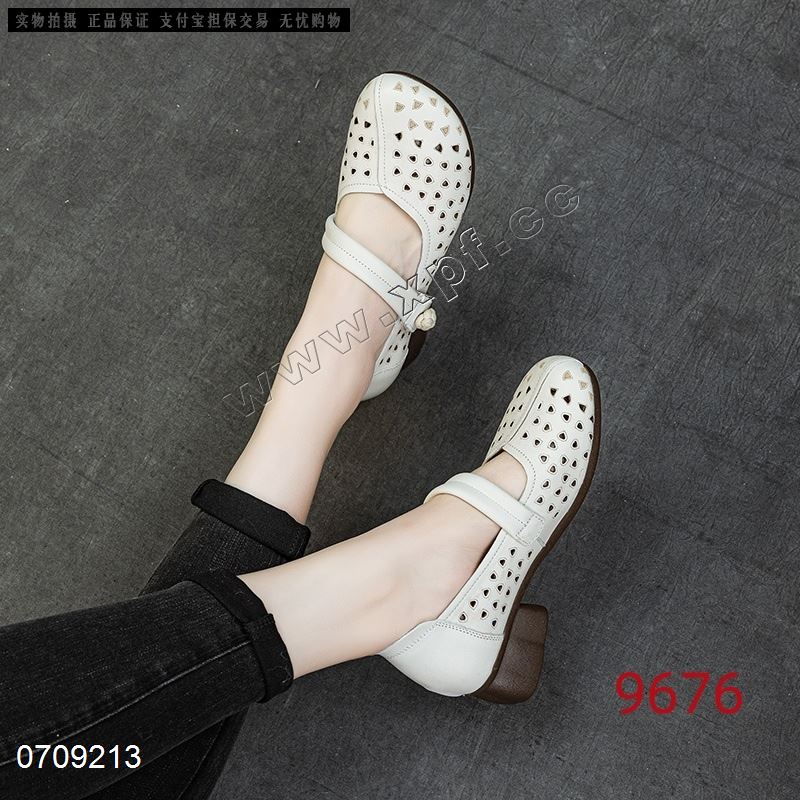 新款头层牛皮镂空单鞋9676