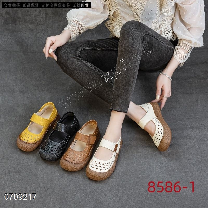 新款头层牛皮镂空单鞋8586-1