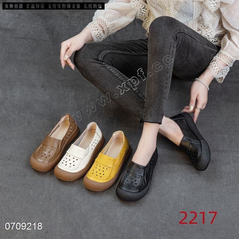 新款头层牛皮镂空单鞋2217