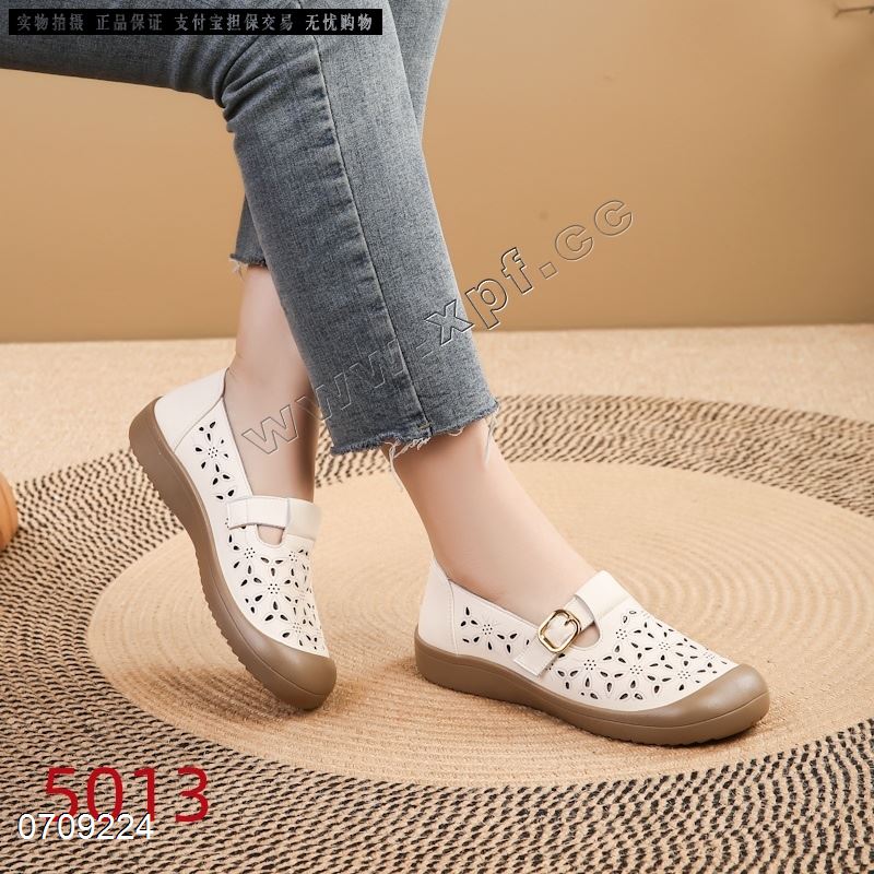 新款真皮镂空单鞋5013