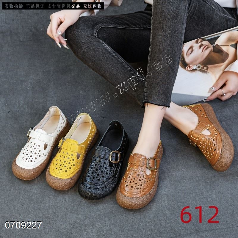 新款头层牛皮牛筋底单鞋612
