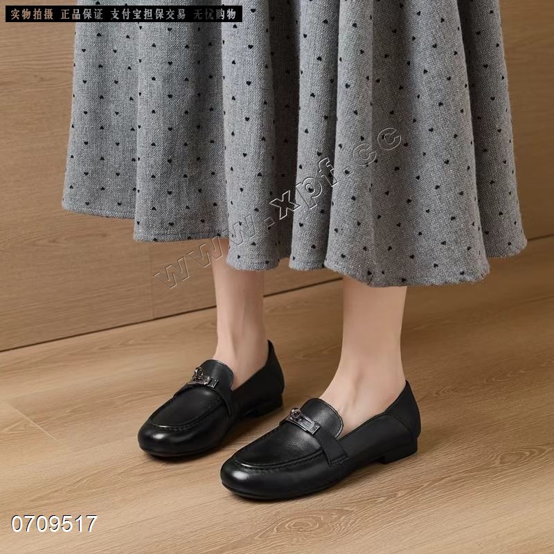 头层小牛皮口纯色小单鞋 20655