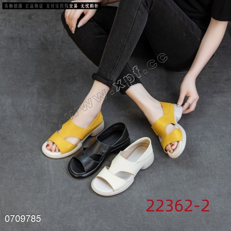 新款头层牛皮露趾女凉鞋22362-2