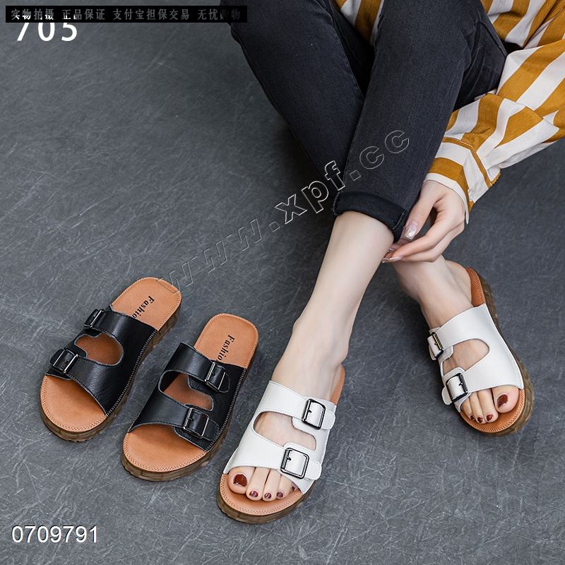 新款头层牛皮拖鞋705