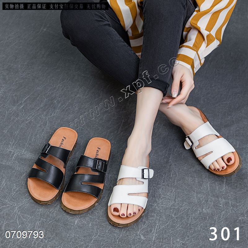 新款头层牛皮拖鞋301