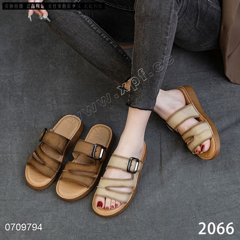 新款头层牛皮拖鞋2066