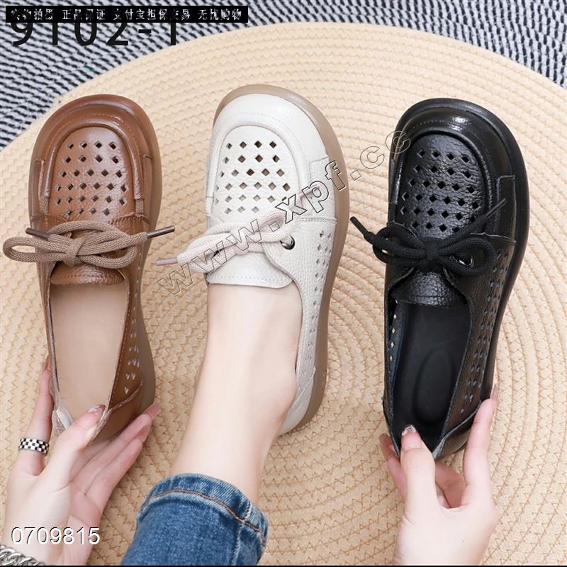 新款头层牛皮镂空休闲鞋9102-1
