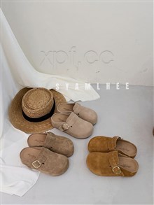 新款磨砂皮厚底包头拖鞋8588   跟高4.5cm