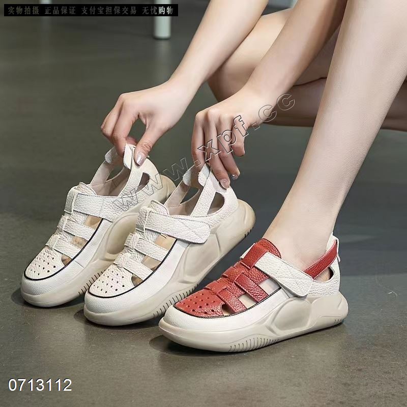 新款头层牛皮厚底镂空休闲鞋SA68877