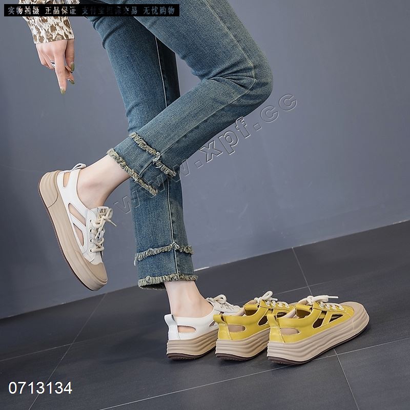 新款头层牛皮镂空休闲鞋69001