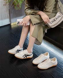 新款头层牛皮圆头系带休闲鞋7766