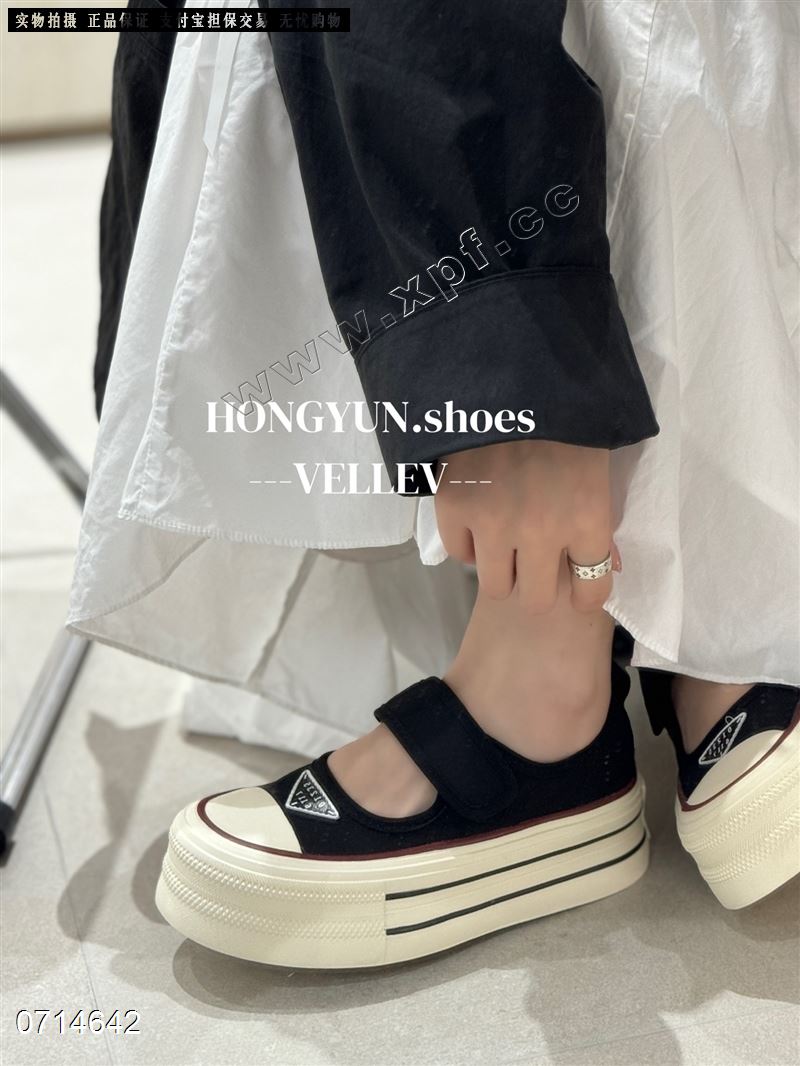 新款单网玛丽珍厚底魔术贴板鞋1035-30