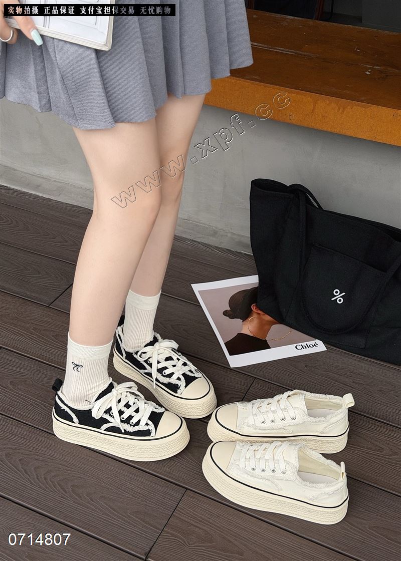 新款帆布厚底休闲鞋5cm厚底渔夫帆布鞋SA6256