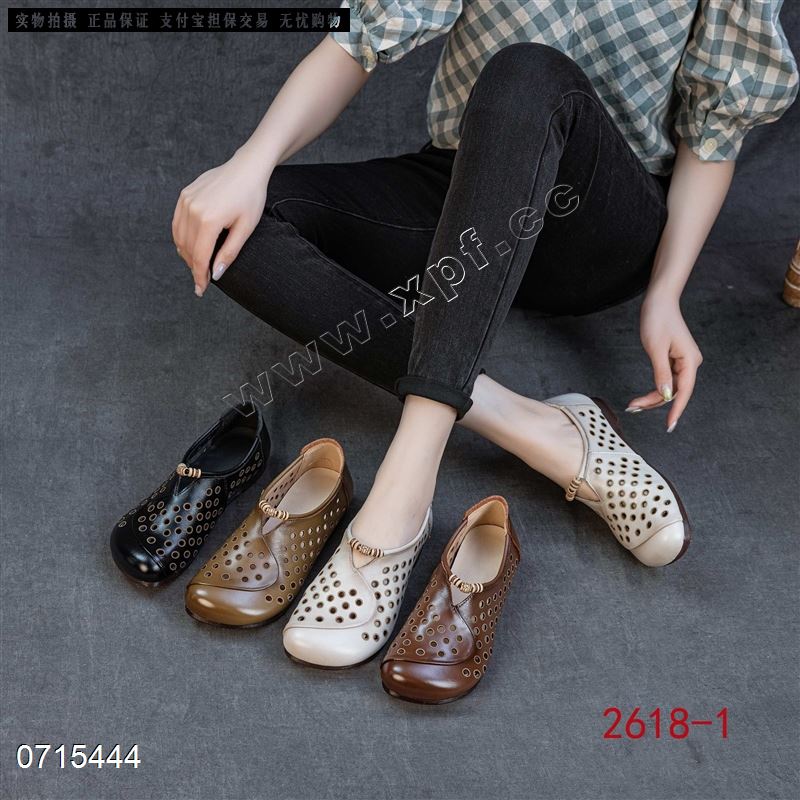 新款头层牛皮镂空单鞋2618-1