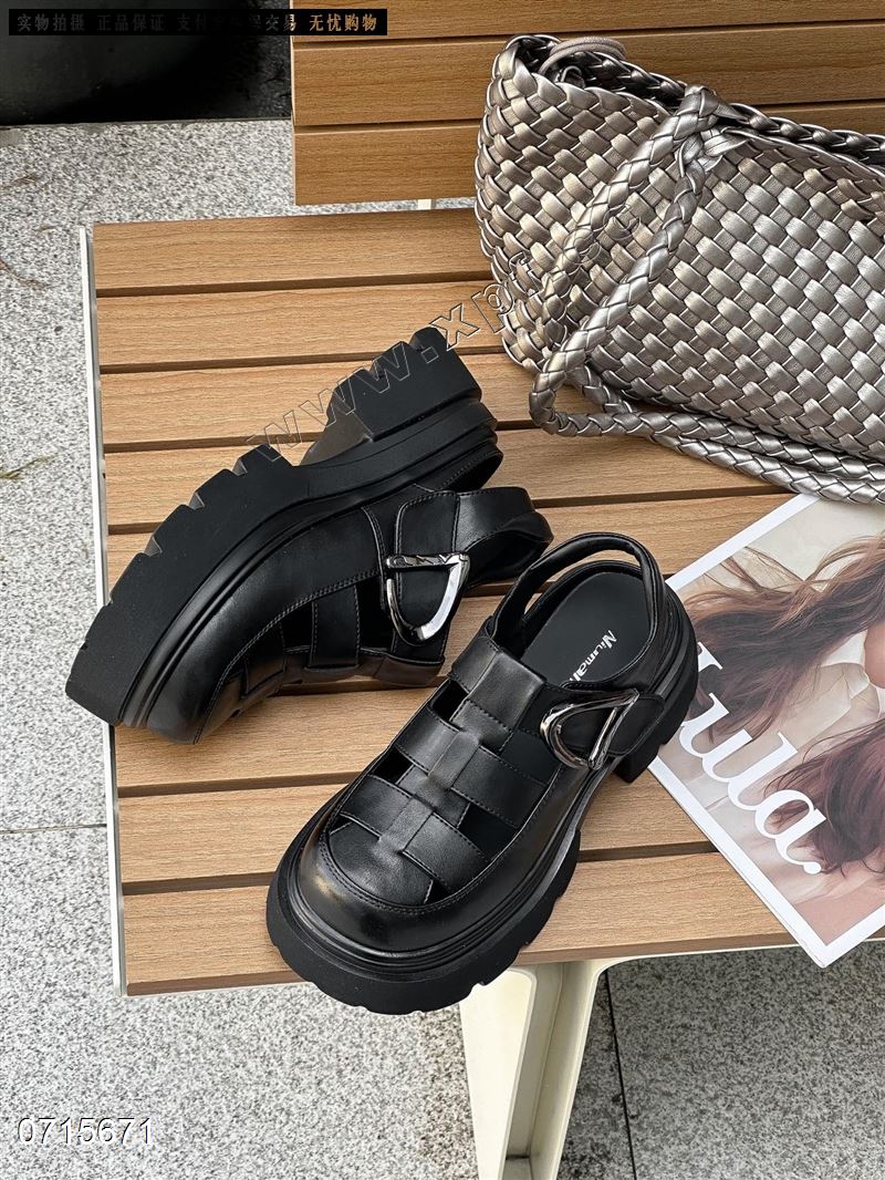 新款个子6cm厚底新款镂空透气时尚超罗马鞋381-10