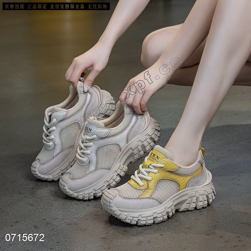 新款头层牛皮厚底休闲网鞋9579