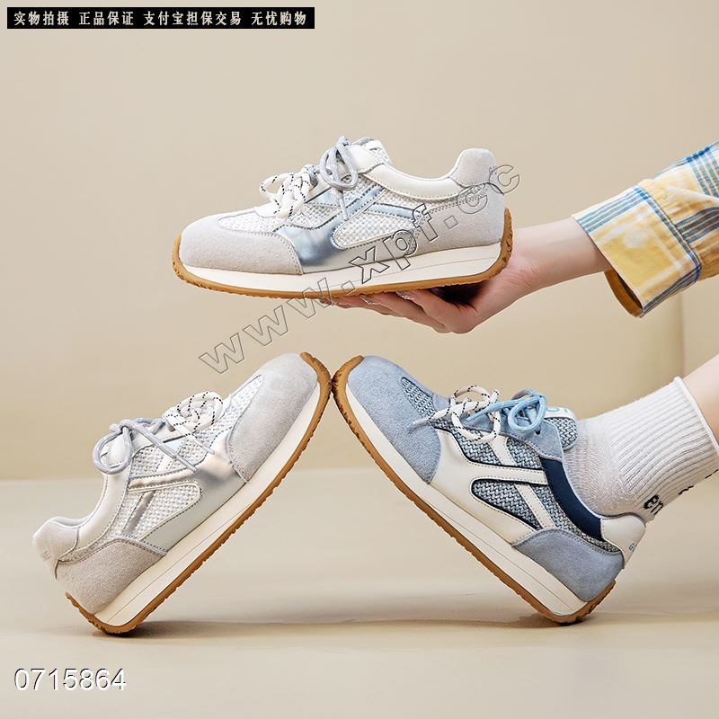 新款德训鞋双鞋带网面透气厚底阿甘鞋673