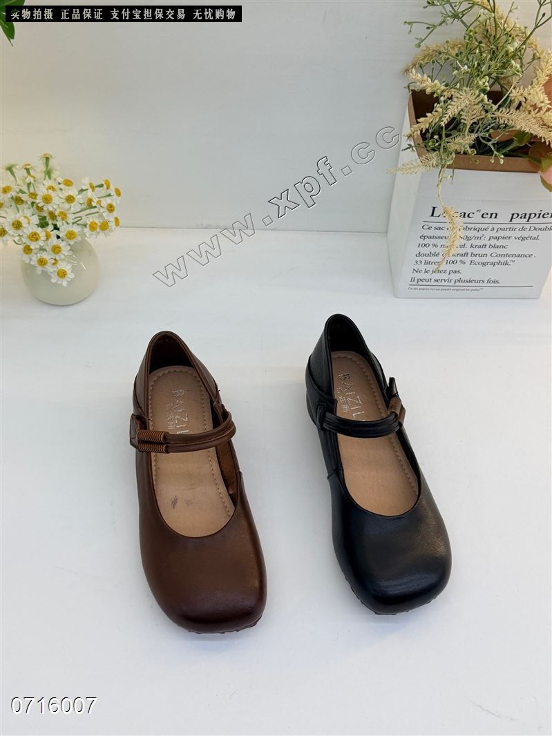 头层牛皮单鞋6386