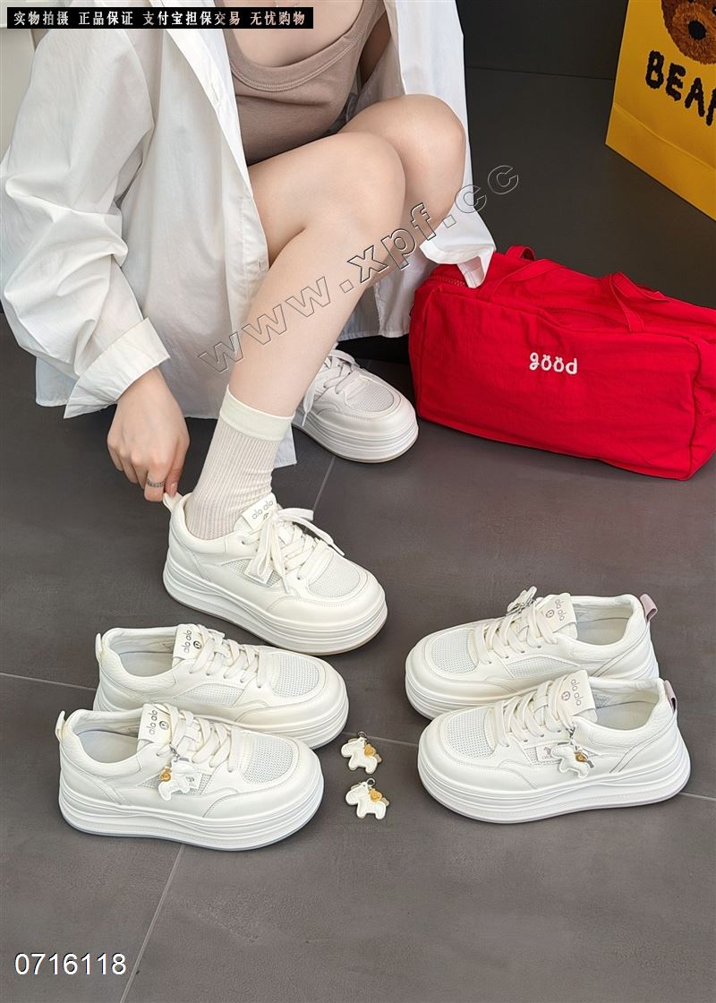 新款透网厚底小白鞋2658