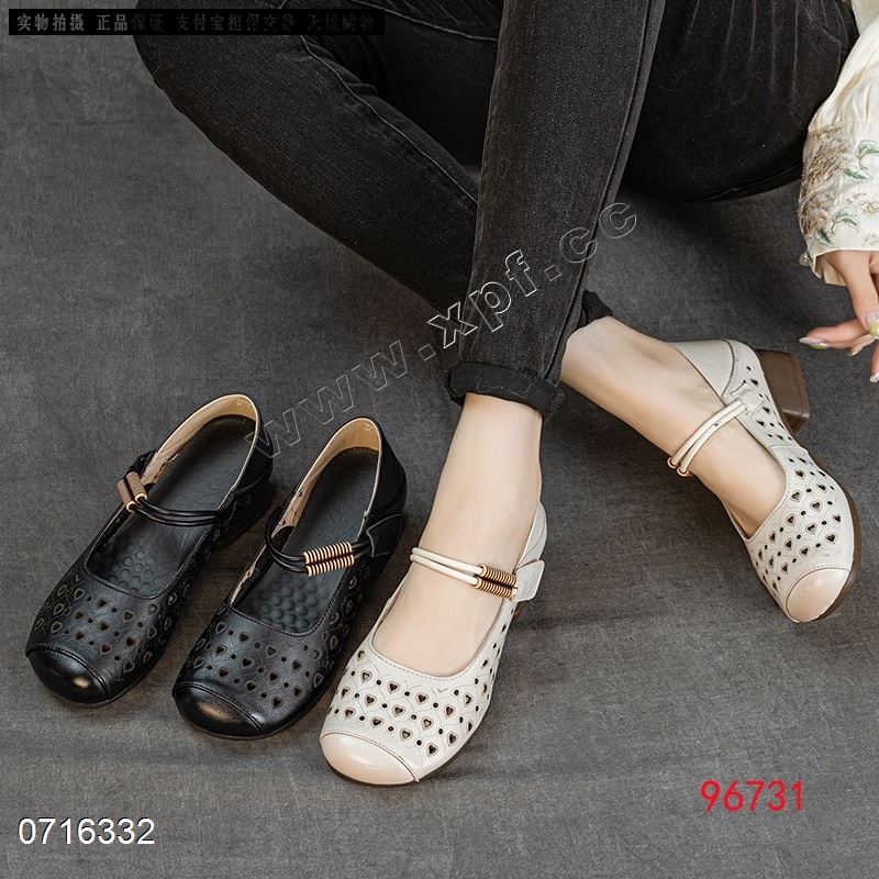 新款头层牛皮镂空单鞋96731