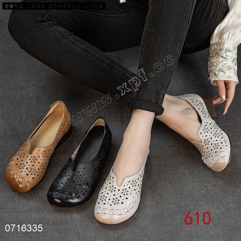新款头层牛皮镂空拖鞋 610