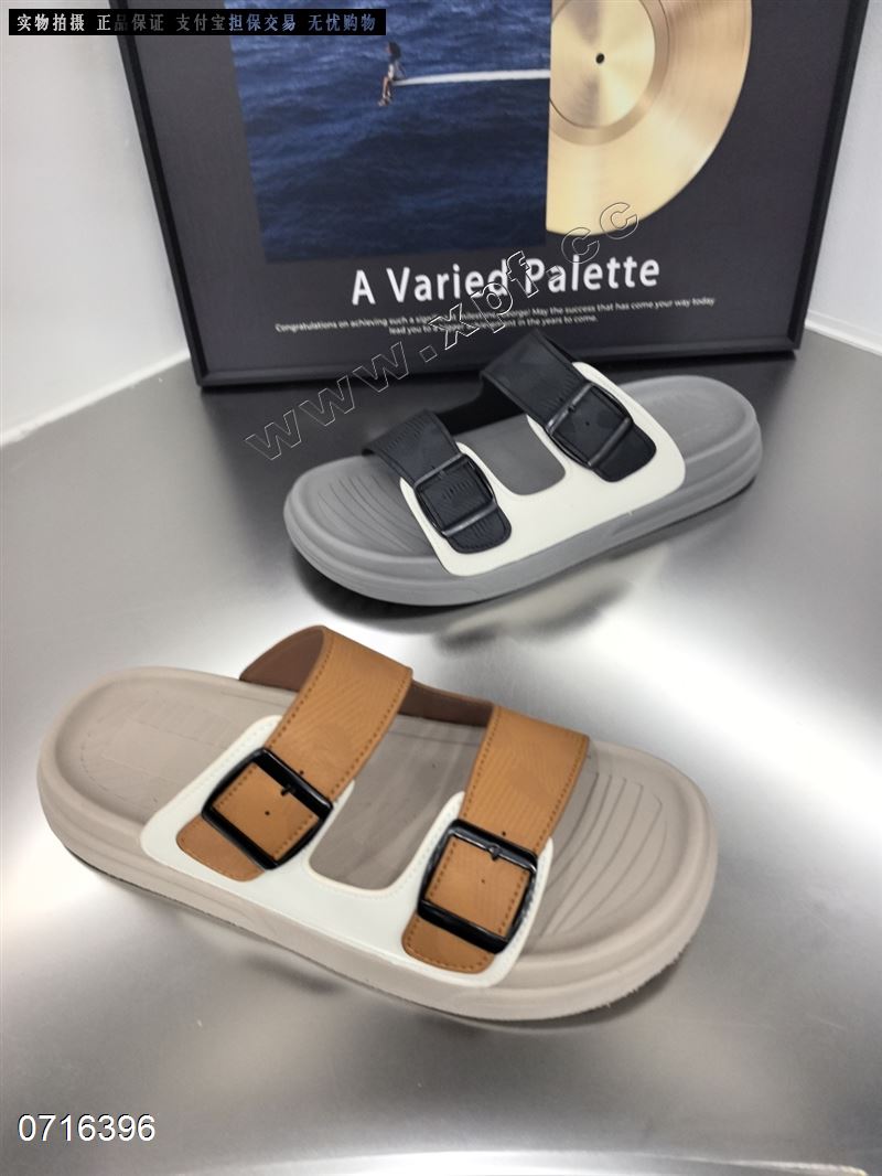 时尚男拖鞋611  黄白8-4蓝白8934