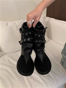 新款法夹脚跛跟皮带扣复古小众凉鞋6996-6