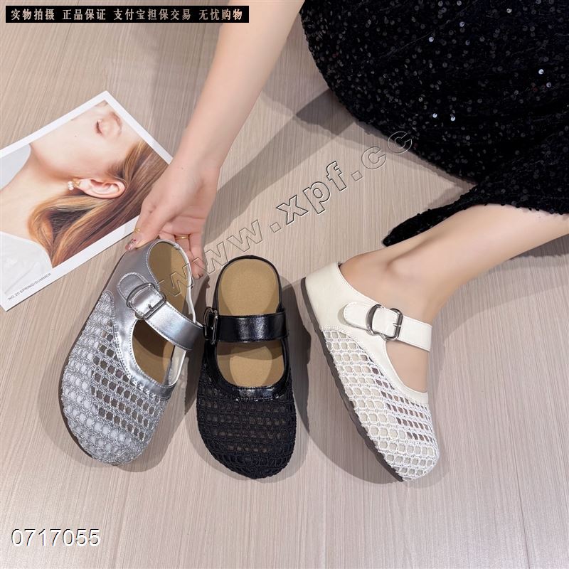 新款网面蕾丝拖1007