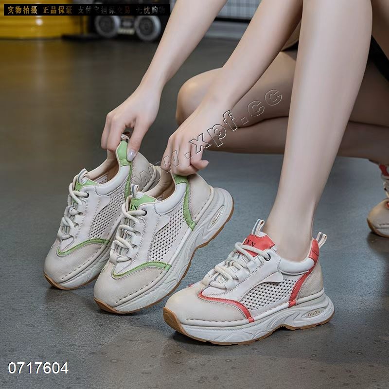 新款头层牛皮双色发泡底镂空休闲鞋2062