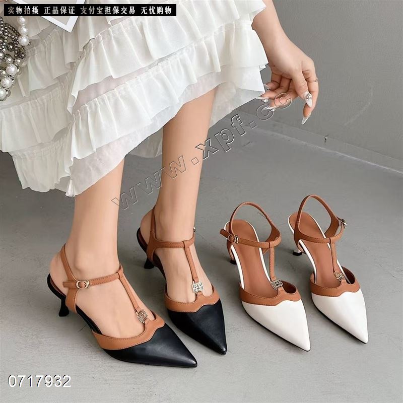 头层牛皮包头拖鞋