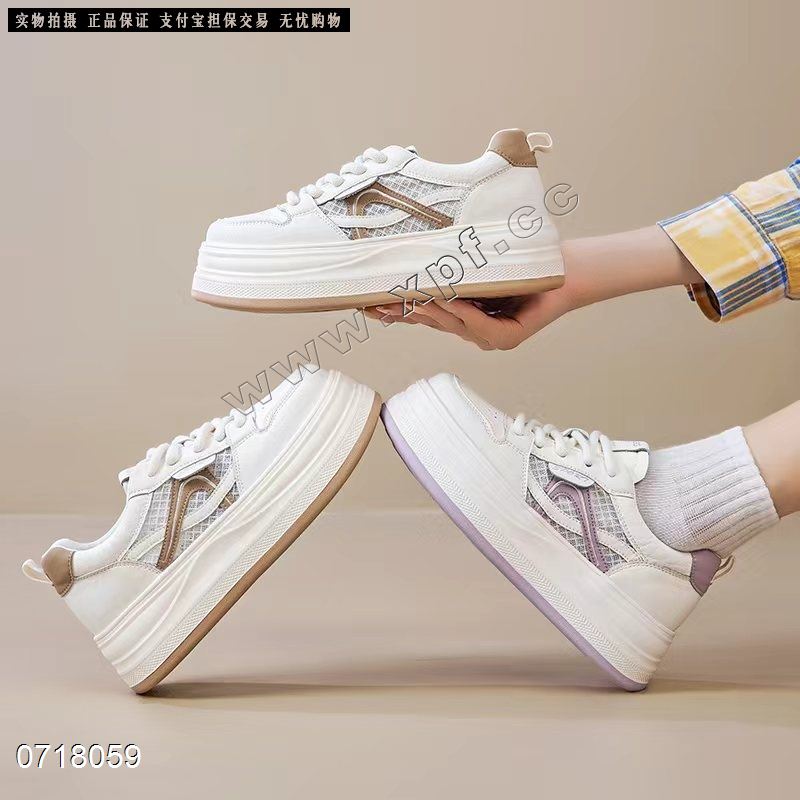 新款厚底增高小白鞋单网透气运动休闲鞋687