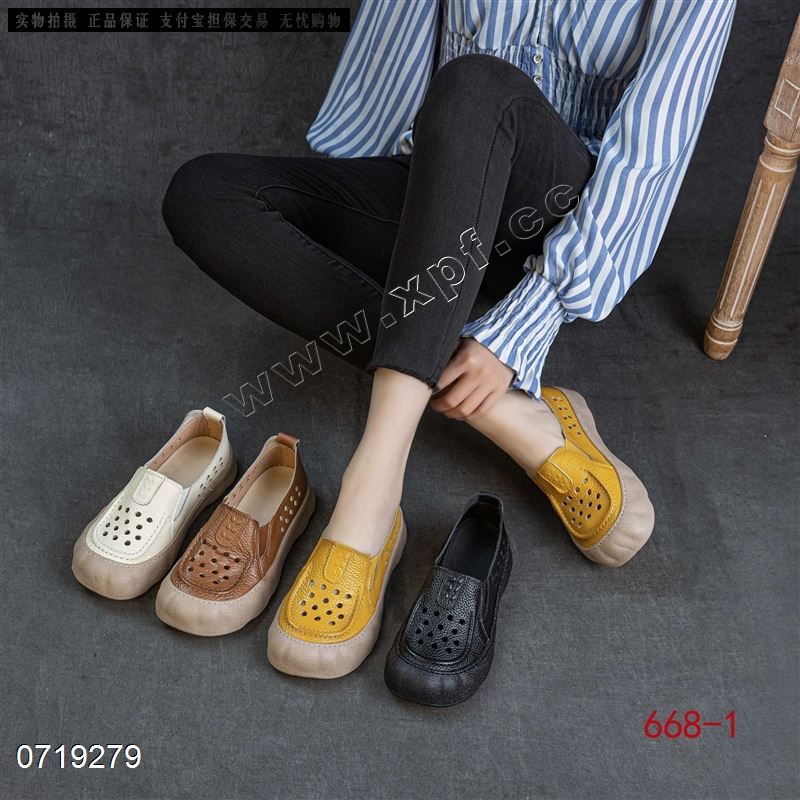 新款头层牛皮镂空单鞋668-1