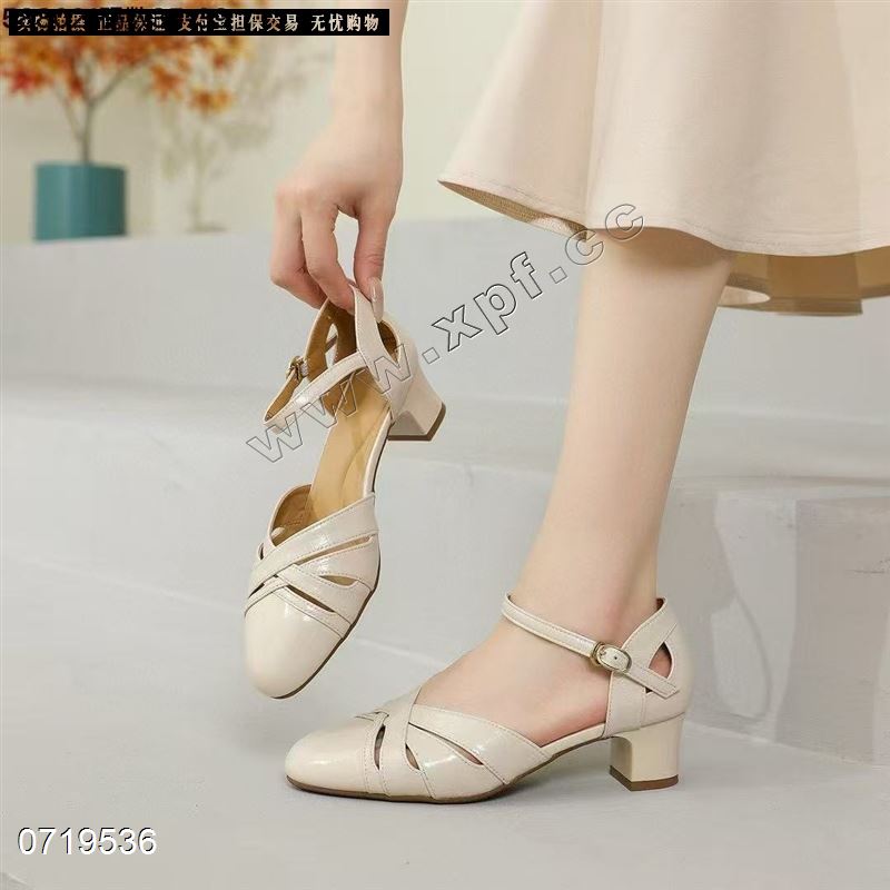 头层牛皮中空单鞋