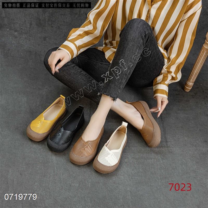 新款头层牛皮镂空单鞋7023