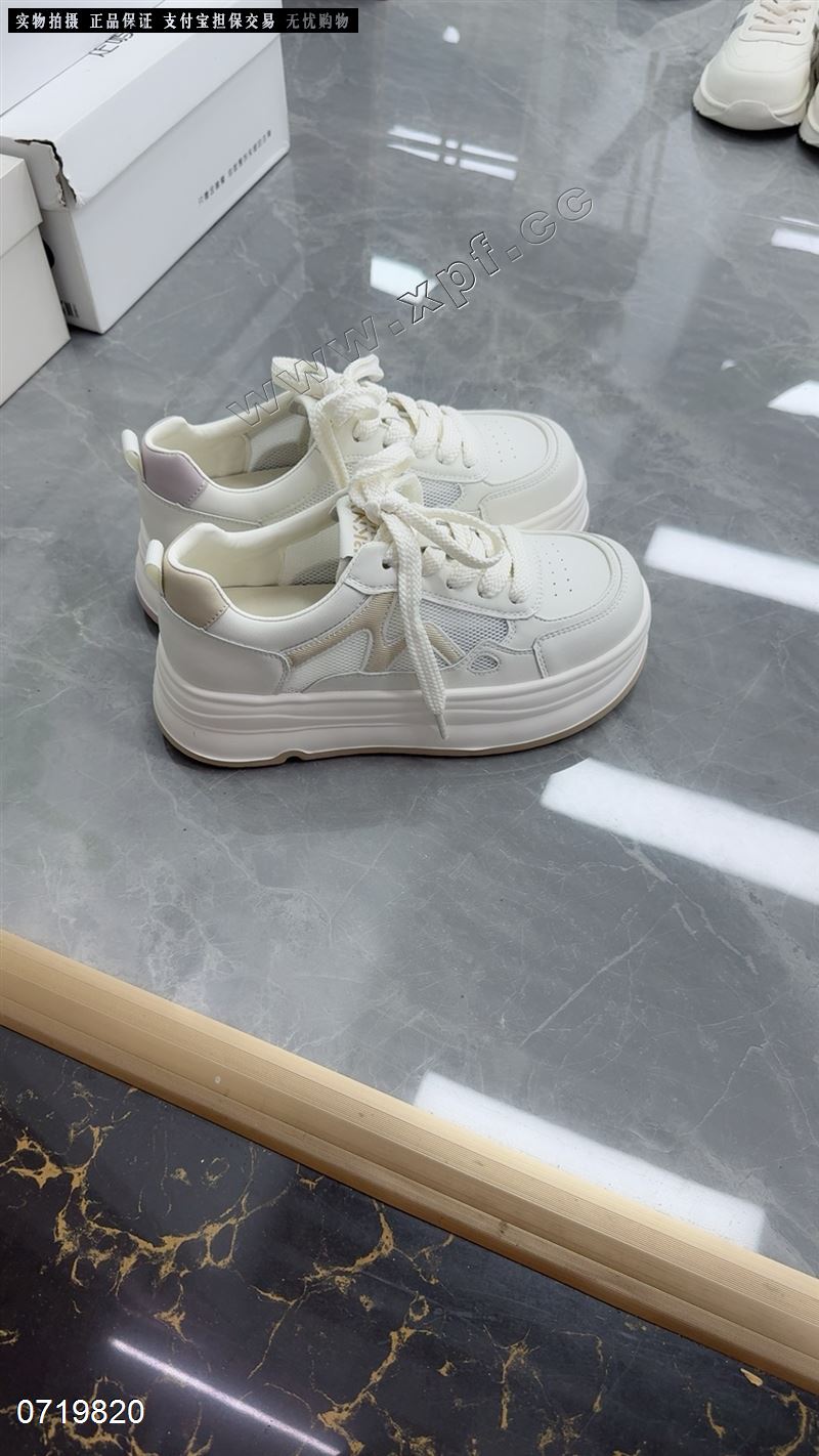 透网厚底小白鞋