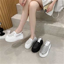 新款厚底镂空包头后空休闲凉鞋增高鞋10815