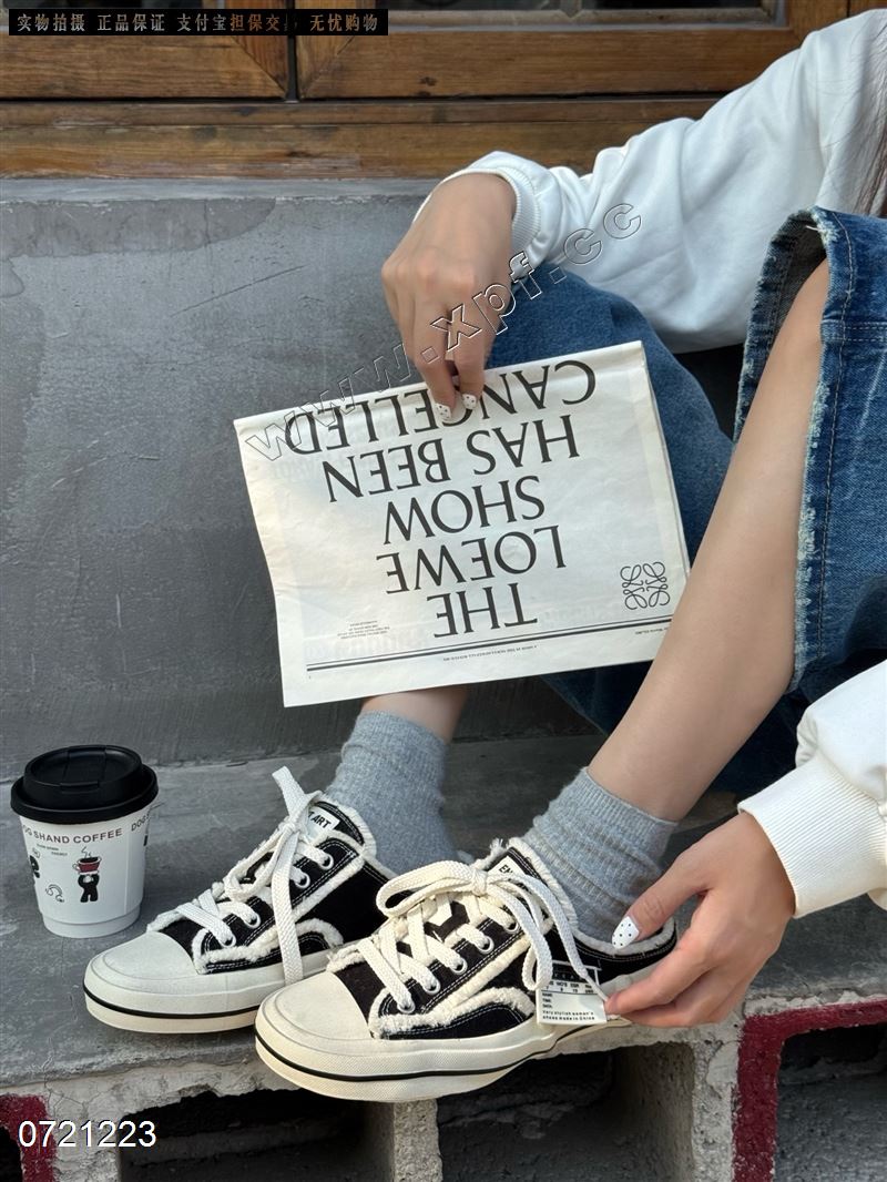 新款包头帆布半拖鞋6279-1