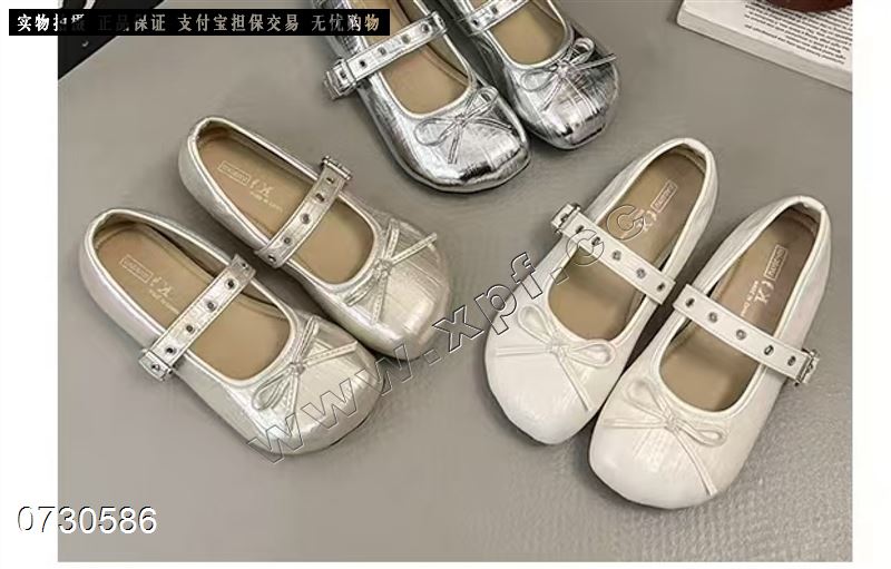 新款马丽珍一字带仙女单鞋复古法式蝴蝶结15534